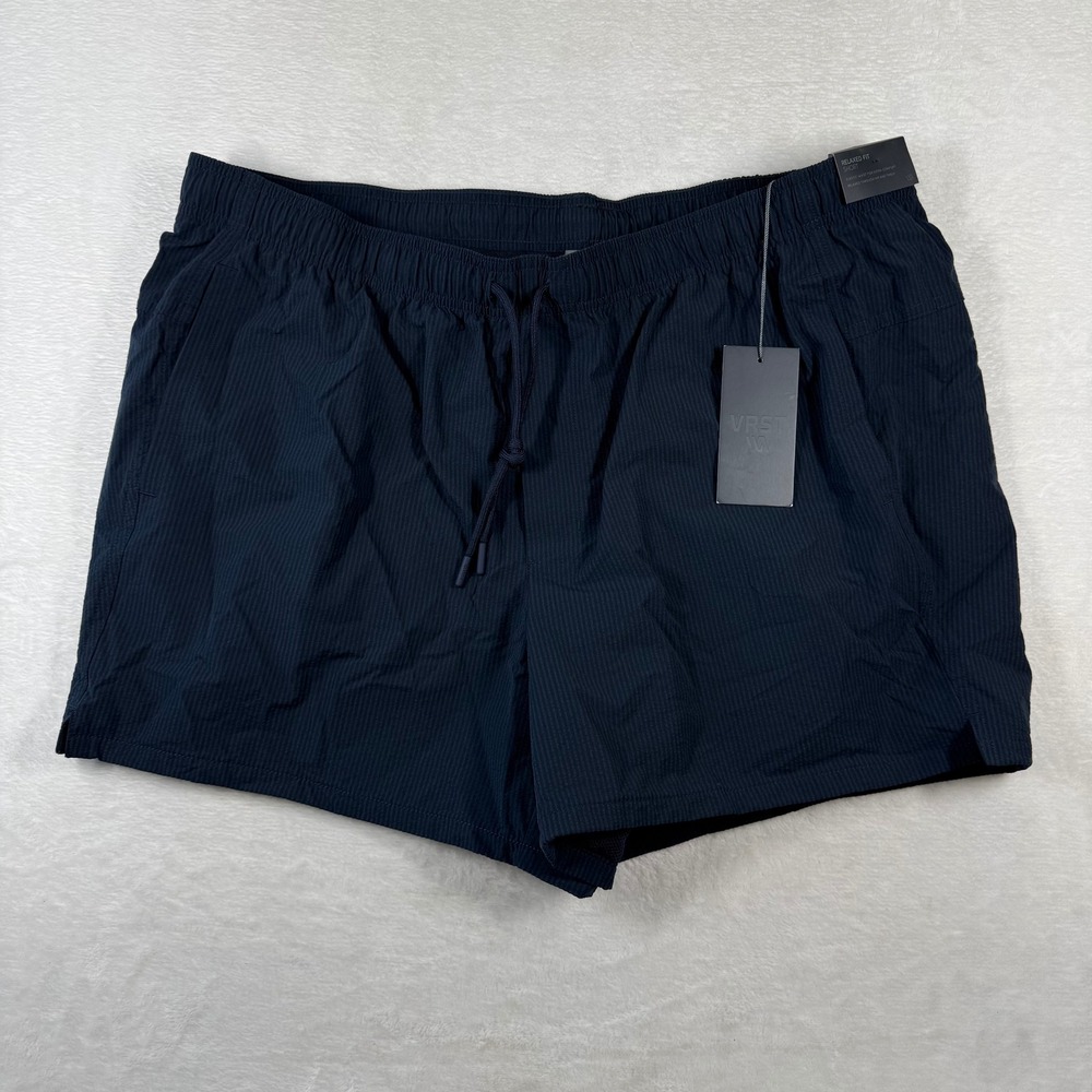 VRST Mens 5 Inch Everyday Relaxed Fit Seersucker Shorts XXL Darker Ardosia Blue